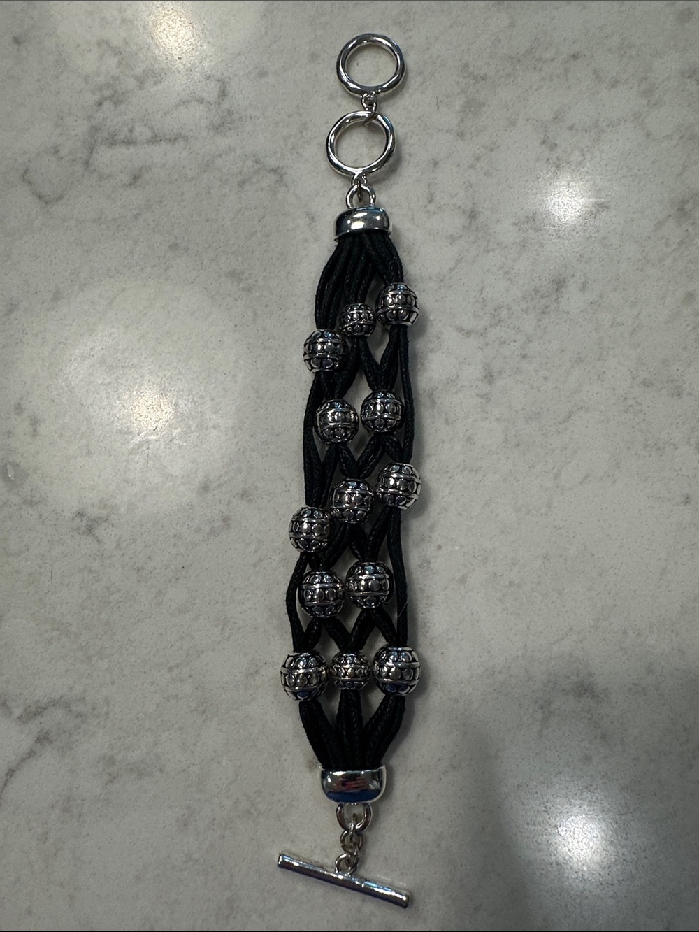 Black Braided Bead Toggle Bracelet - Women Accessories